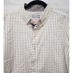 Artistry In Motion Men's Button Down Shirt Sz Lg White w/ Blue Anchors Nautical